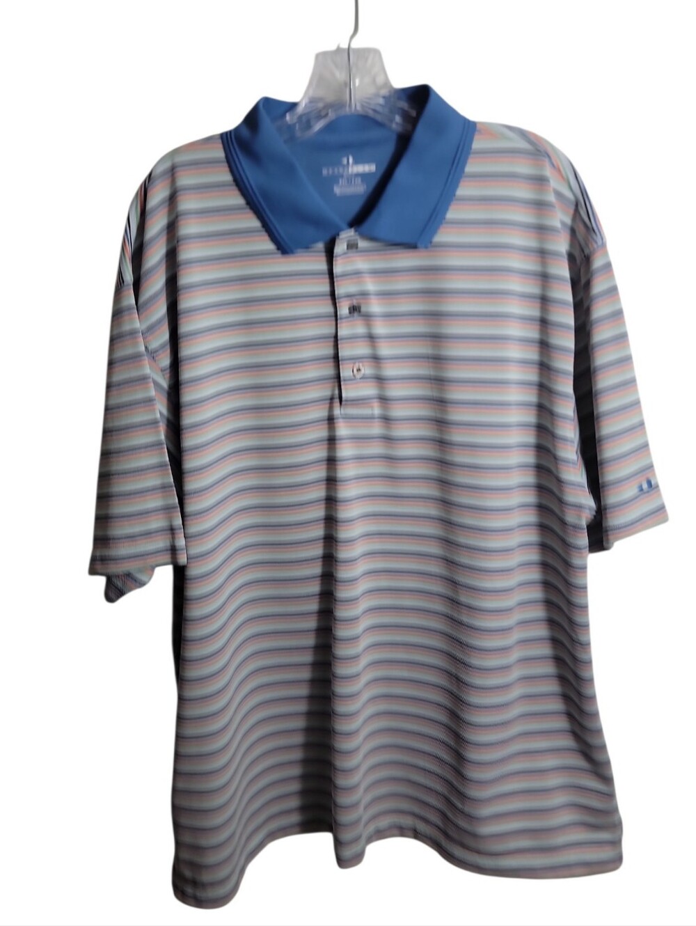 Grand Slam men's blue multicolor striped polo  golf shirt size XXL short sleeve